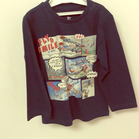 Navy boys long sleeve airplane T-shirt - Picture 4 of 6